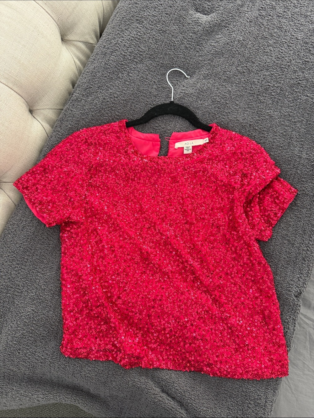 AO LA by Alice + Olivia Red Sequined crop top red